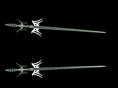 Trident golden sword Free low-poly 3D model