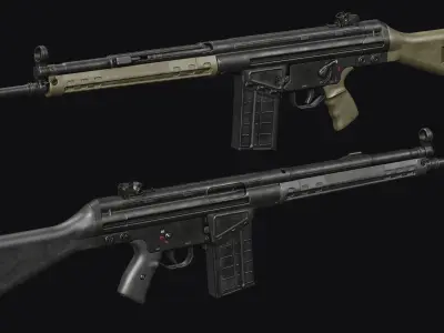 G3-AK4 Rifle Low-poly 3D model