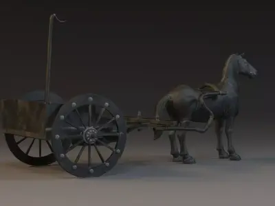 Statue Bronze Horse  sculpture coach equipage mammal 3D model