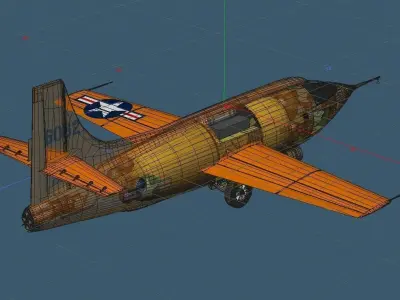 Bell X-1 Rocket Experimental Aircraft and Moat Base Modified 3D model