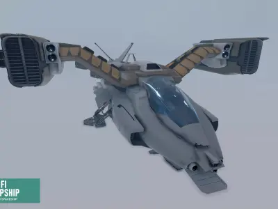 Sci-fi dropship - modular spaceship 3D model
