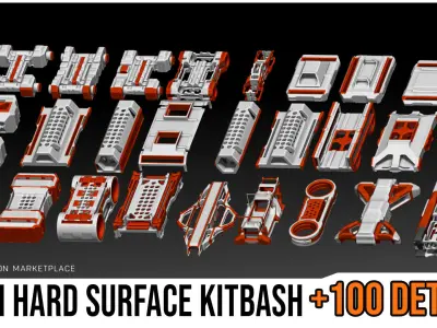 Sci-Fi Hard Surface KITBASH BUNDLE 120 DETAILS   3D model