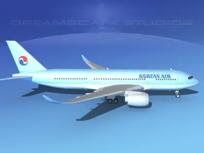 Airbus A350-800 Korean Air 3D model