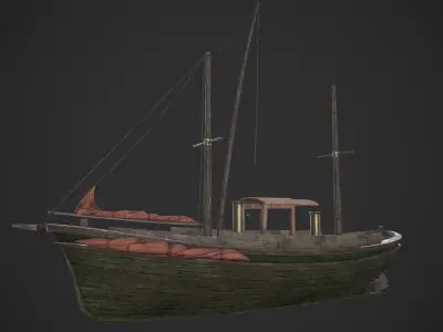  Fishing Boat Low-poly 3D model