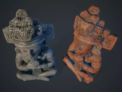Aztec Statue 02 PBR Low-poly 3D model