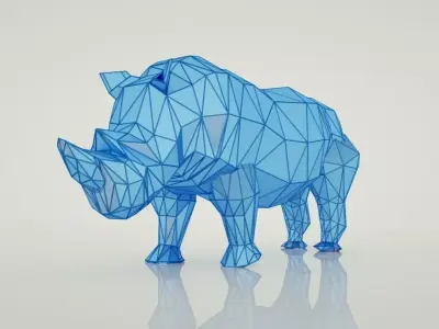 low poly rhino - polygonal Free 3D model