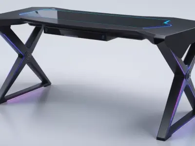 PC Gaming Table 3D Model RGB Desk with Modern Design Free 3D model