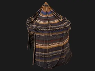 Cylindrical Nomad Tent Market Stall Low-poly 3D model
