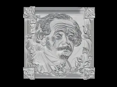 Albert Einstein Bas Relief 3D print model