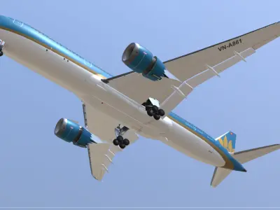 Boeing 787-9 Vietnam airlines livery Low-poly 3D model