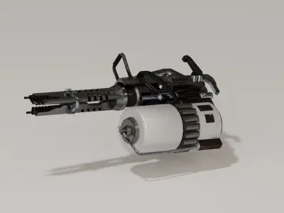 Free low-poly futuristic minigun Free low-poly 3D model