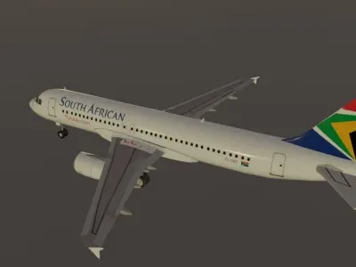 South African Airways airbus a320-232 low poly 3d model Low-poly 3D model