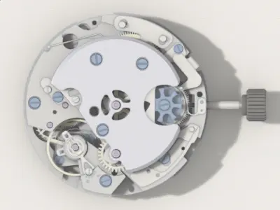 Mechanical handwinding watch movement 3D model
