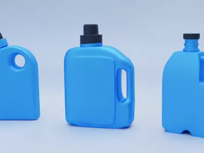 Plastic Detergent Bottle Set Clean Product Packaging 3D model