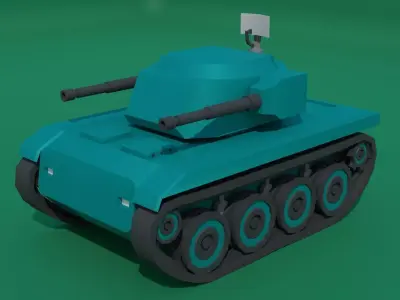 Simple Stylized Self-propelled anti-aircraft Low-poly 3D model