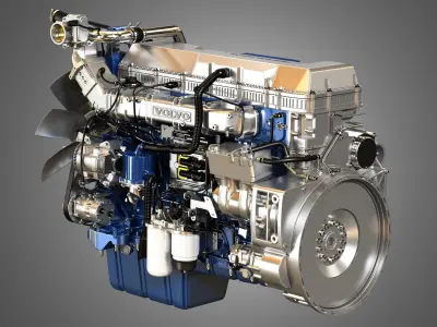 D13 Heavy Duty Truck Engine - 6 Cylinder Diesel Engine 3D model