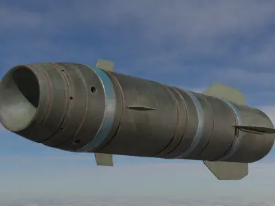 Rocket missile flying in sky Low-poly 3D model