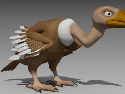 Vulture Toon Animated Low-poly 3D model