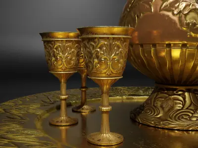 Brass tea set  Free 3D model