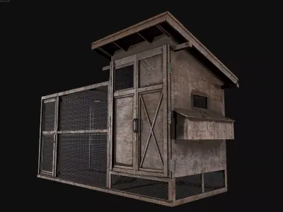 Chicken Cage 2 Types Low-poly 3D model