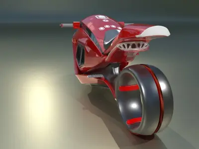 Red Black Gorg Sci fi Bike Free 3D model