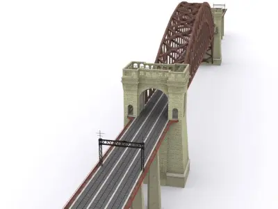 Hell Gate Bridge Low-poly 3D model