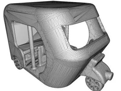 Wooden Auto Rickshaw Toy Low-poly 3D model