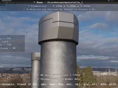 Groundwater monitoring well 1 version 2 Low-poly 3D model