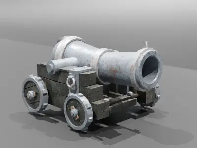 Realistic Ancient Cannon Low Poly 3D model