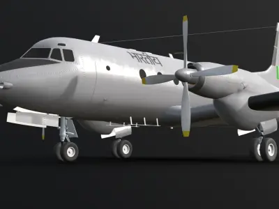 Hawker Siddeley HS 748 Indian Airforce Low-poly 3D model