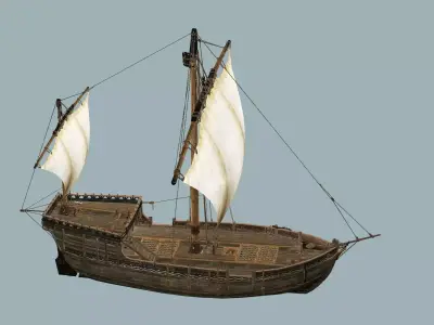 Galeon Ship X1 Game-Ready Low Poly 3D Model Low-poly 3D model