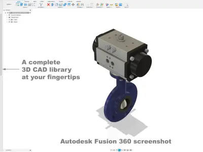 DIN-EN Butterfly Valves - Mono-flange - Blue 3D model