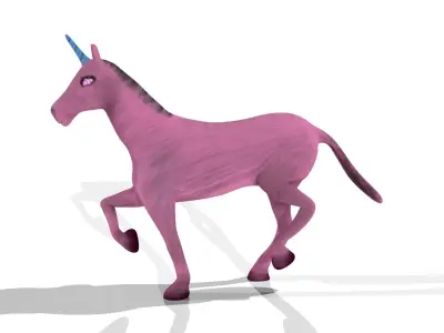 horse unicorn rig and walk cycle animation Low-poly 3D model