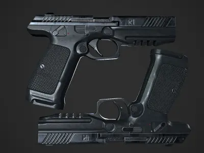 Lebedev pistol  PL-14  Low-poly 3D model