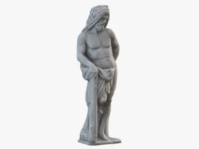 Hercules with Lion Skin Garden Statue 3D model