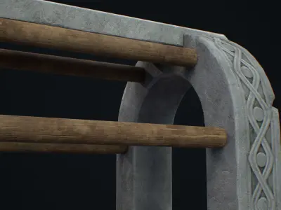Medieval Weapon Rack -PBR- Game Ready Low-poly 3D model