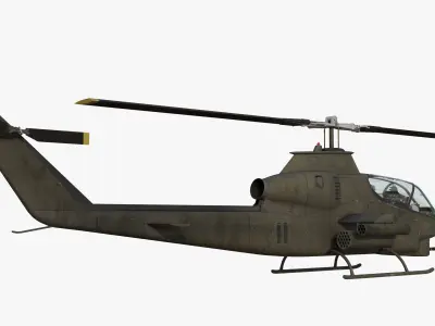 AH1G Cobra US Army Attack Helicopter Game Ready PBR 8K Model Low-poly 3D model