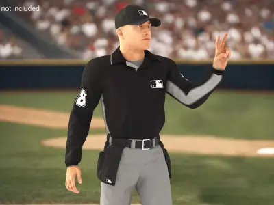 Baseball Umpire in Cap Showing Points 3D model