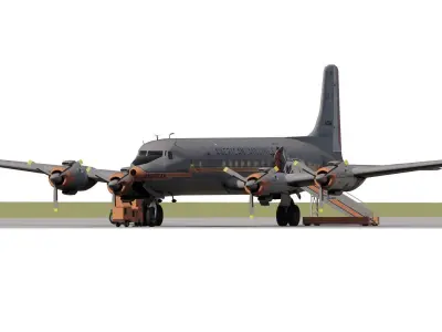 Douglas DC-7C 1954 with interior 3D model