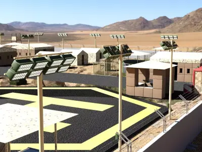 Modular Military Base Low-poly 3D model