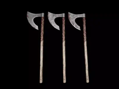 Viking Axe Pack-3 Low-poly 3D model
