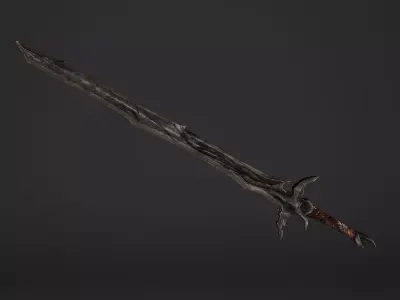 Old Long Elvish Sword Free low-poly 3D model