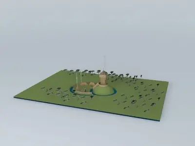 Motte and bailey castle 3D model