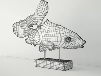 Hand Carved Driftwood Fish On Stand 3D model