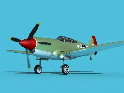 Curtiss P-40B Warhawk V08 USAAF 3D model