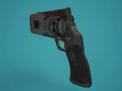 Sci-Fi Plasma Revolver FPS Low-poly 3D model