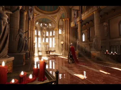 King Arthur Castle Interior Environment Low-poly 3D model