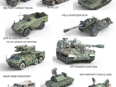 10 Military Vehicles Collection v20 Low-poly 3D model