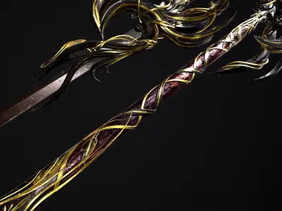 Fantazy Katana Sword Melee Weapon Low-poly 3D model