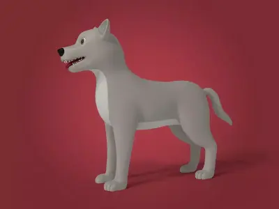 Cartoon Gray Wolf Free low-poly 3D model